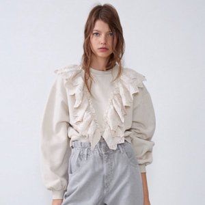 Zara Ruffle Detail Sweatshirt